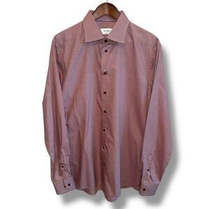 Eton Spread Collar Contemporary Fit Dress Shirt Size 17 43 in Red